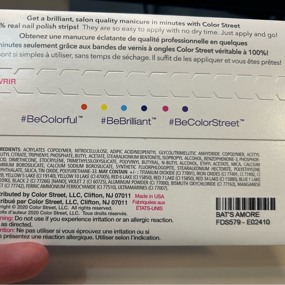 NWT Color Street Real Nail Polish Strips: Bat's Amore - Picture 3 of 6